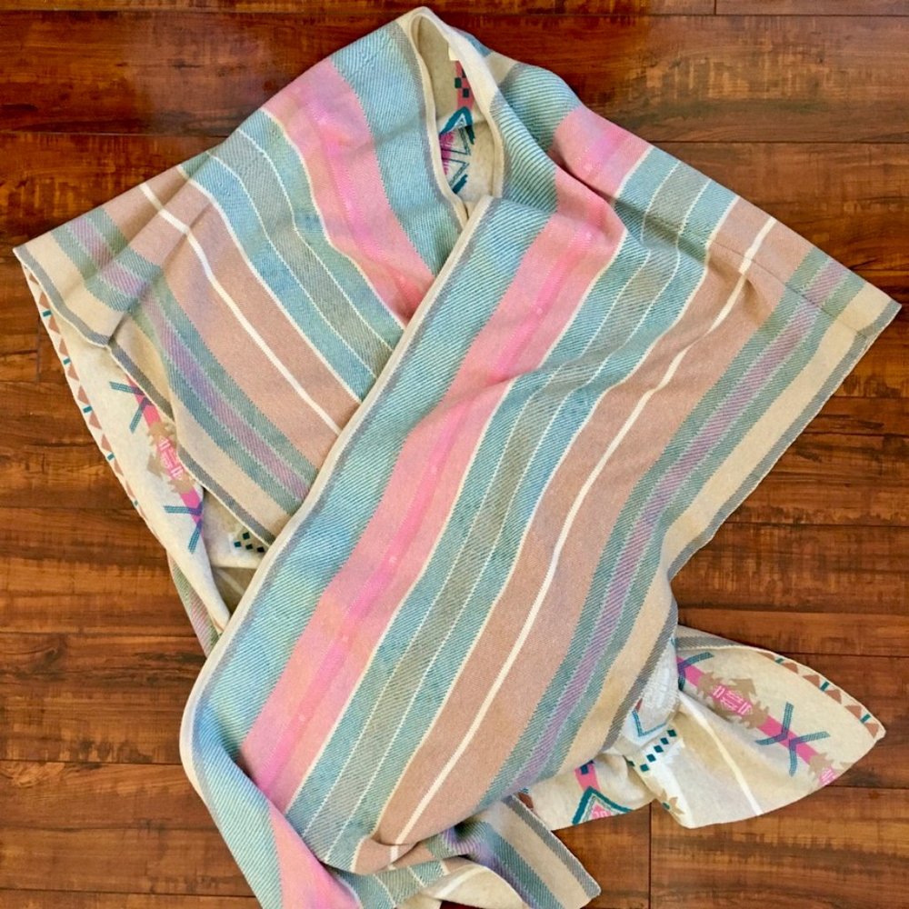 Cordillera Woven Patterned Cotton Ruana Open Poncho Cardigan - Picture 3 of 10